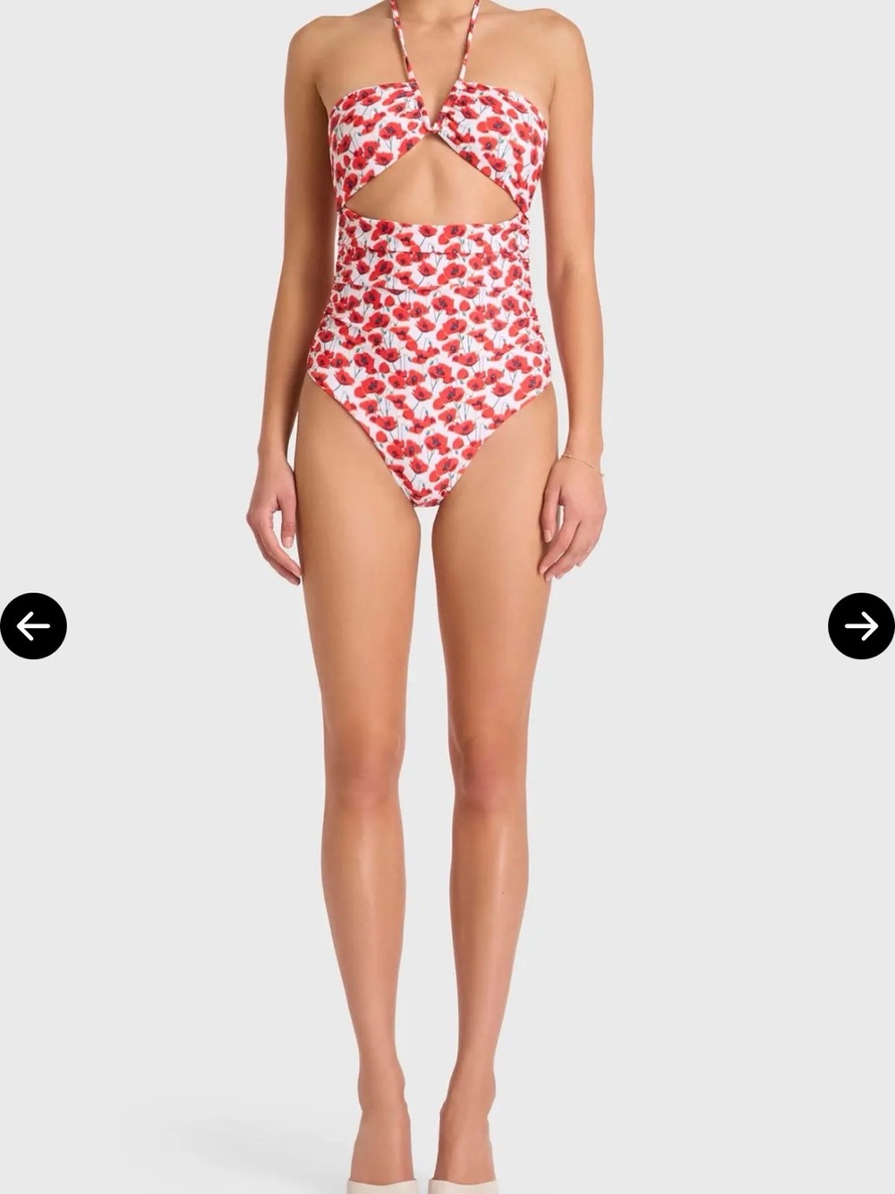 Amanda Uprichard One‎ Piece Swimsuit Red Poppy Floral Cutout Medium NWT